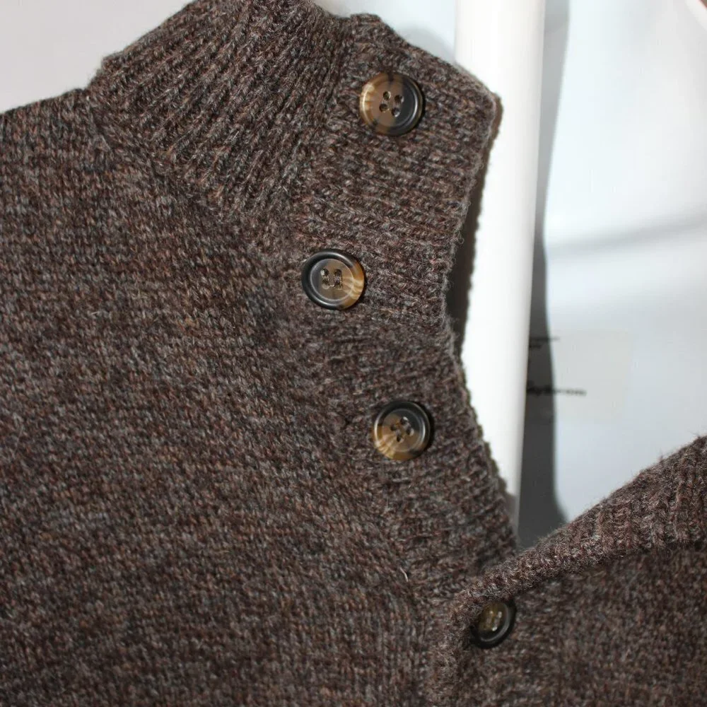 Enzo Mantovani Men's Brown 100% Wool Pull Over Long Sleeve Sweater Size XL